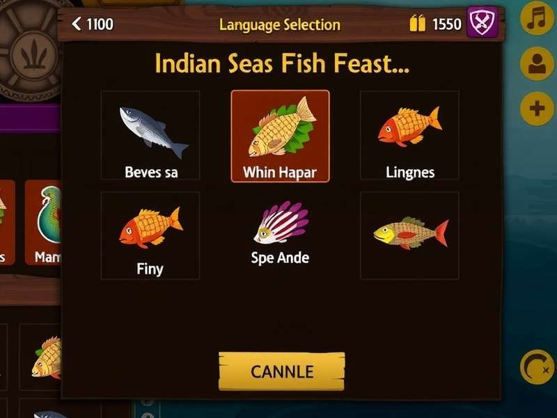 Indian Seas Fish Feast Multi-Language Support Indian Seas Fish Feast Language Selection Screen