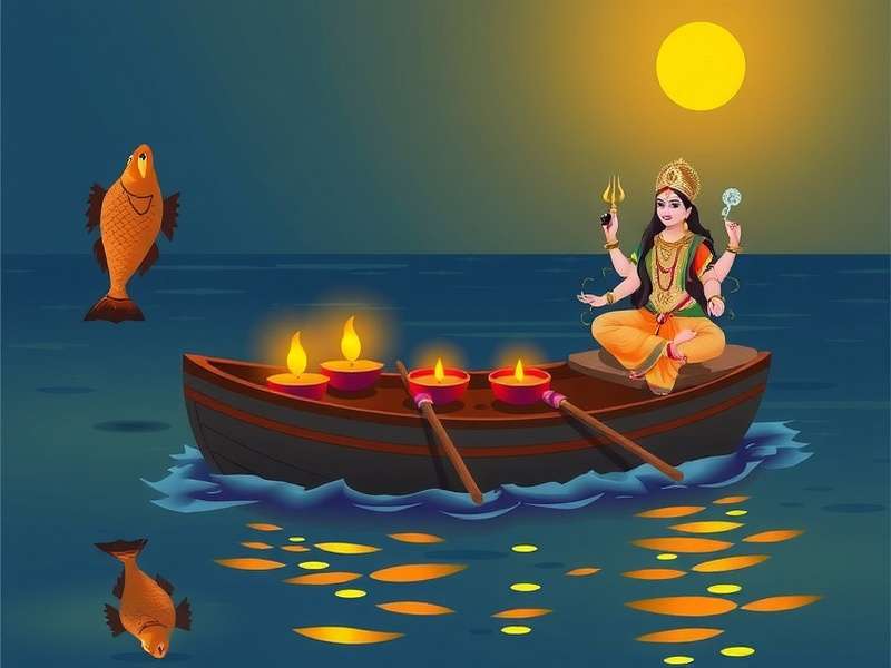 Indian Seas Fish Feast Diwali Special Event Indian Seas Fish Feast Diwali Event - Boat with Diyas and Lakshmi Fish